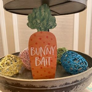 Easter Carrot Sign, Carrot Bunny Bait Wood Sign For Tier Trays Tabletop or Shelf